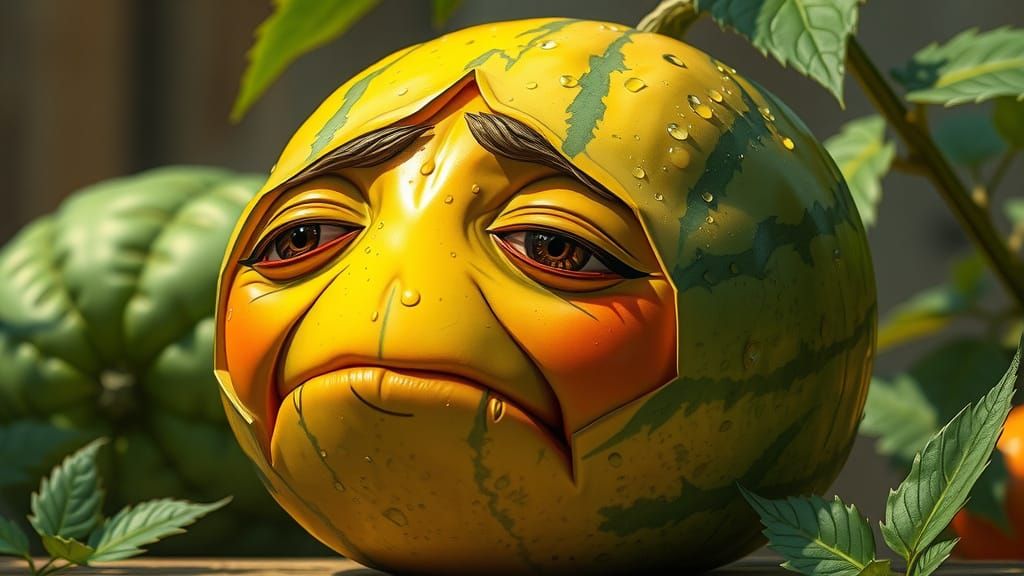 Vibrant Melon in Hyper-Realistic, Dreamlike Still Life