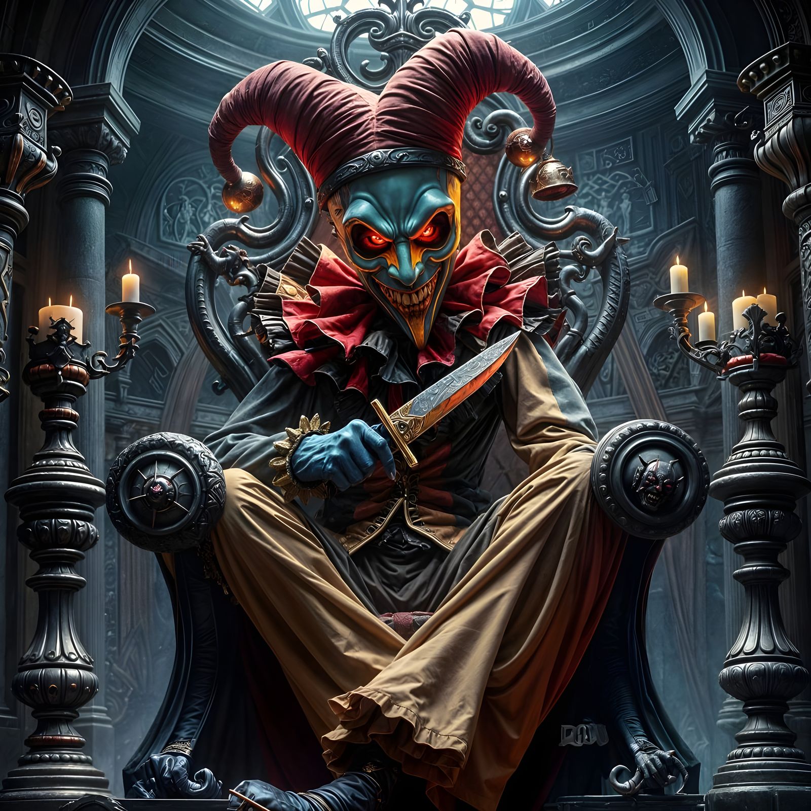 Gothic Jester of the Damned in Festive Darkness