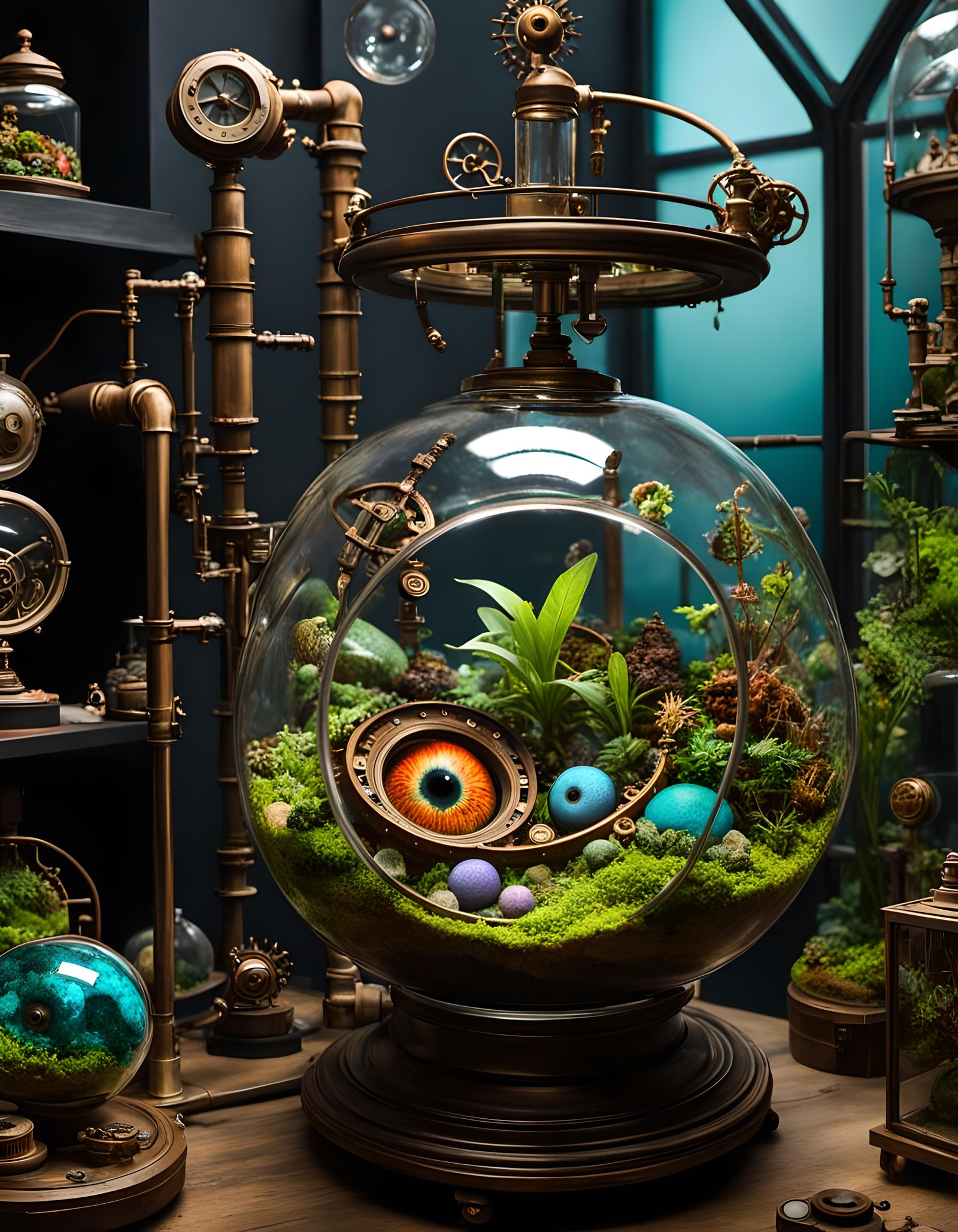 Steampunk Eye Terrarium in Mad Scientist Lab