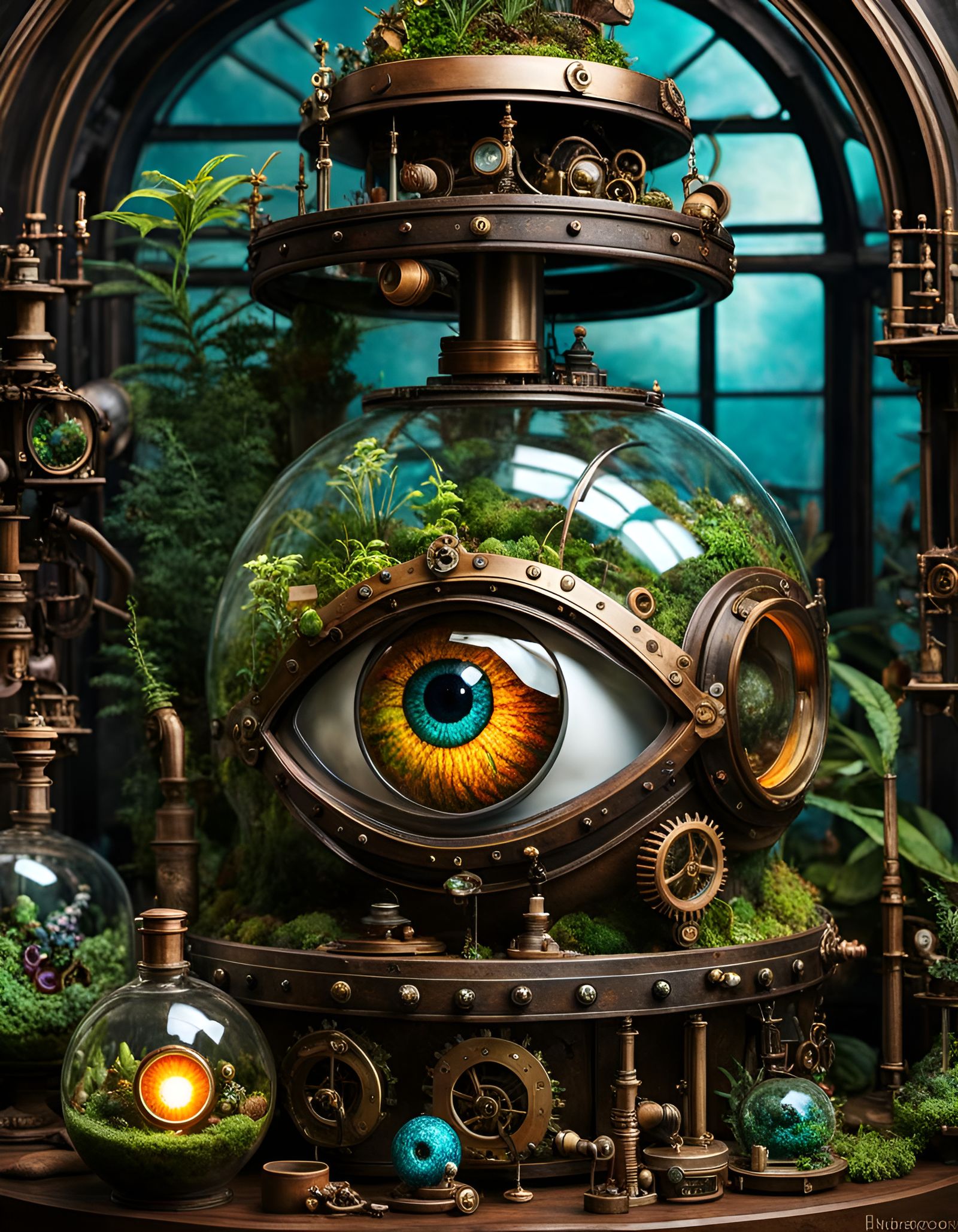 Steampunk Gobbopunk Terrarium with Eye Theme