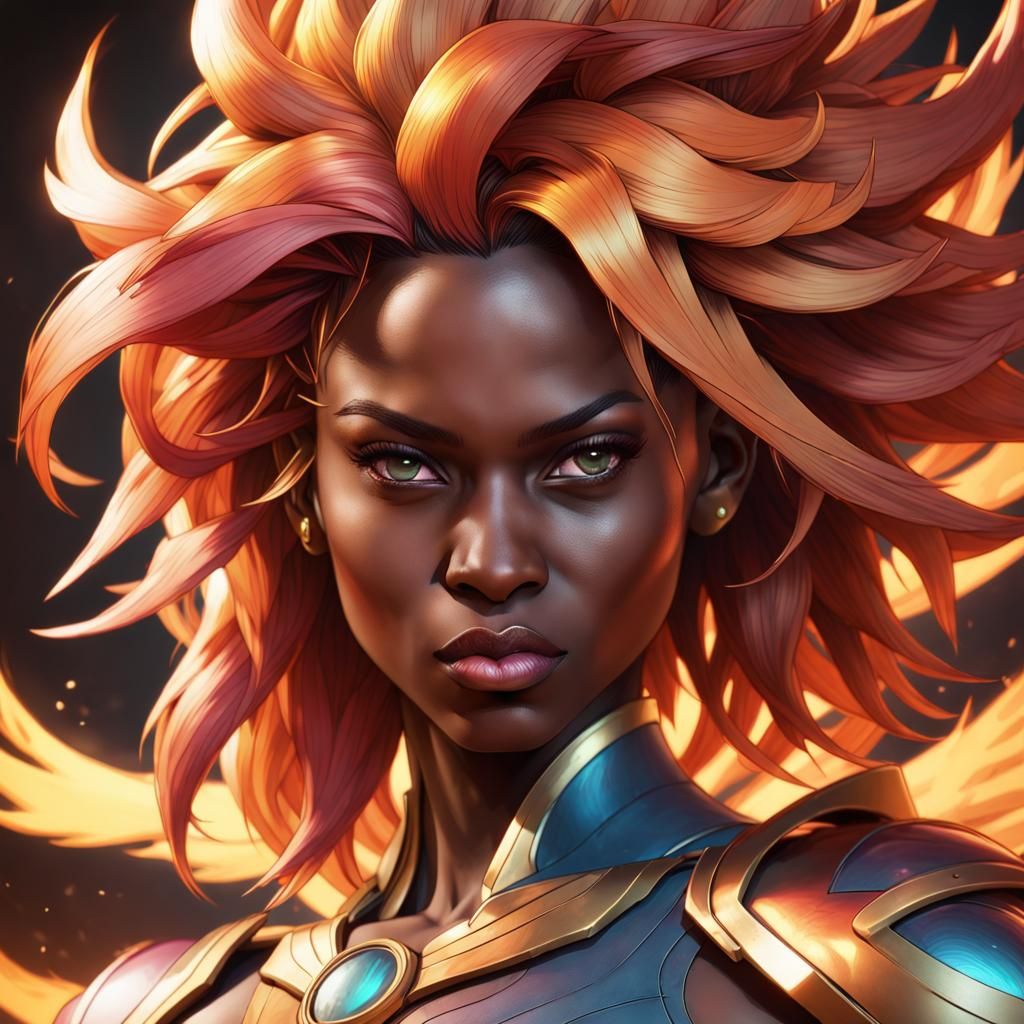 Black Female Phoenix Super Saiyan Portrait