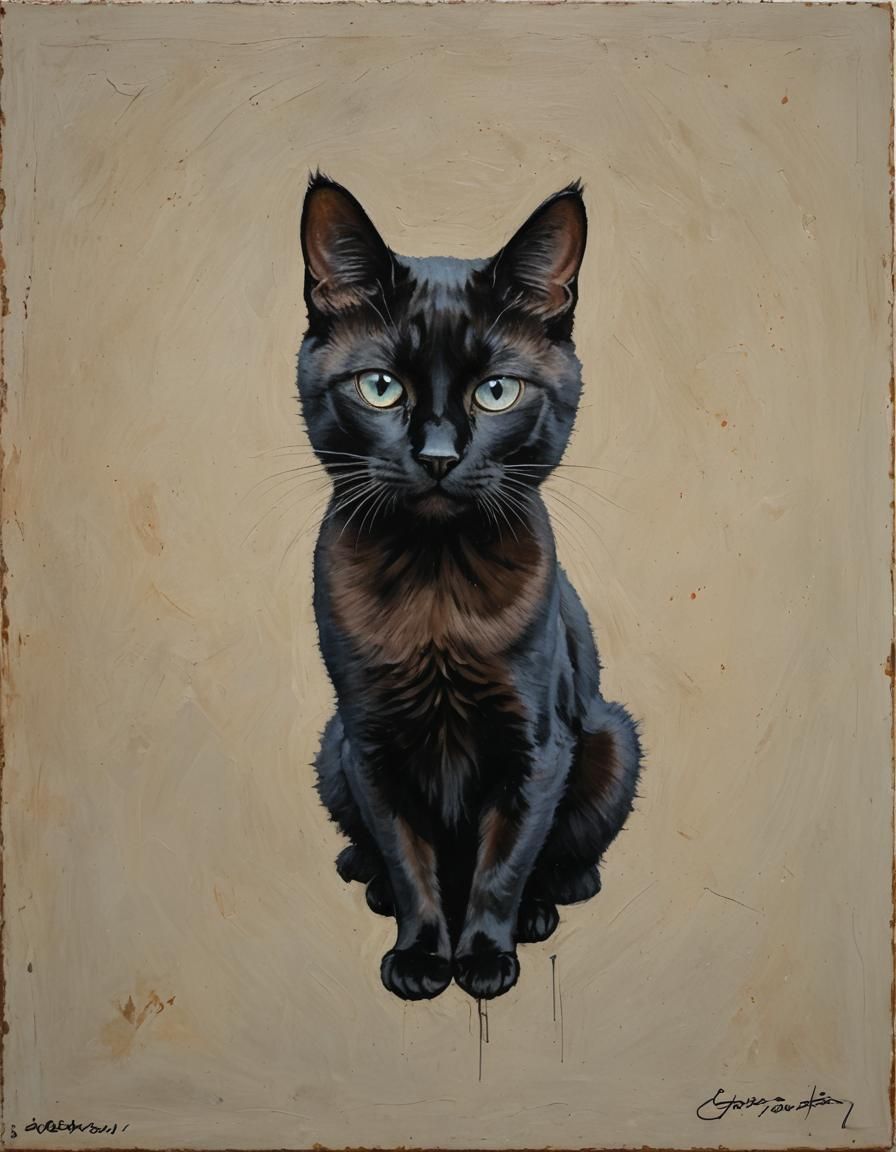 Siamese Black Cat Oil Painting