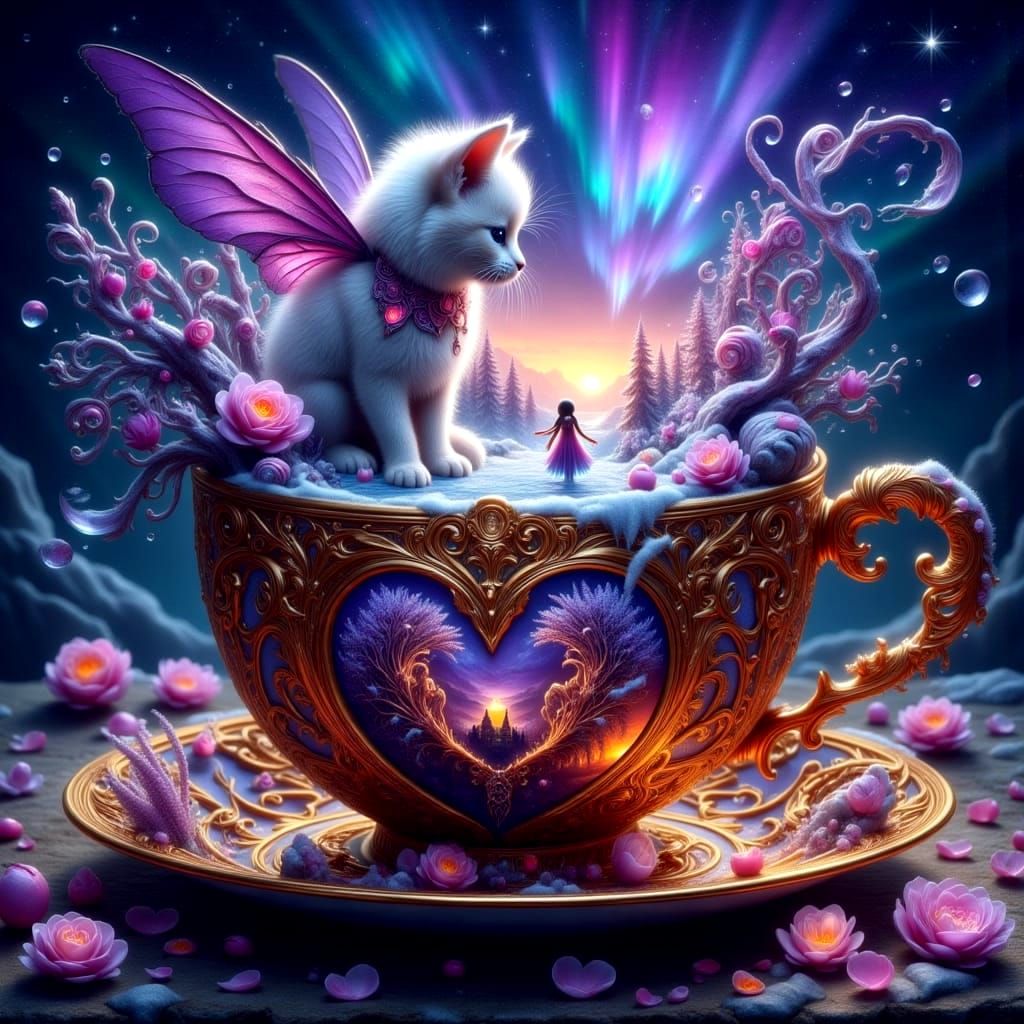 Ornate Teacup Reveals Miniature Kingdom Under Northern Light...