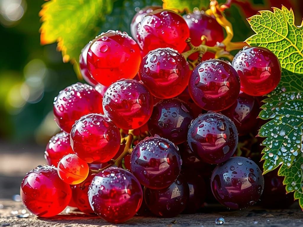 Glistening Glass Grapes in Hyperrealistic 3D