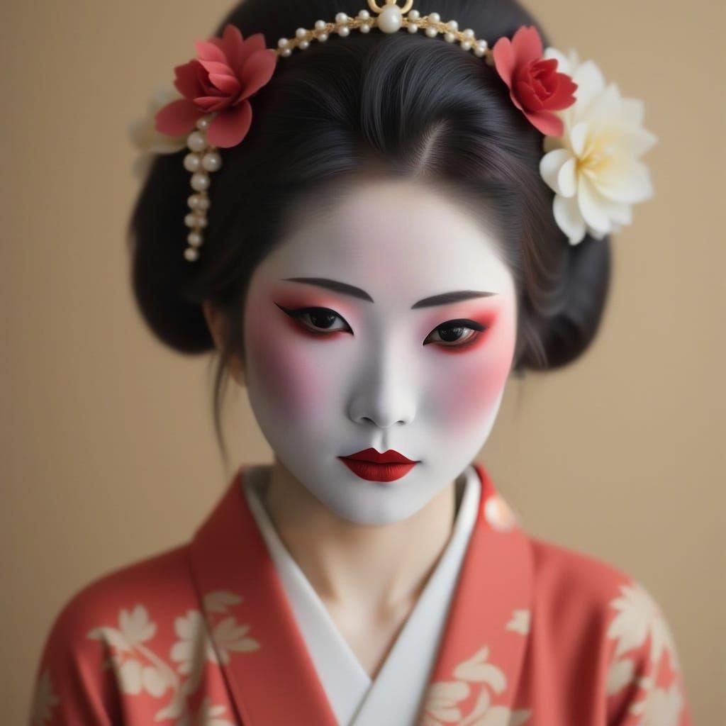 Elegant Geisha Portrait in Traditional Nipponese Dress