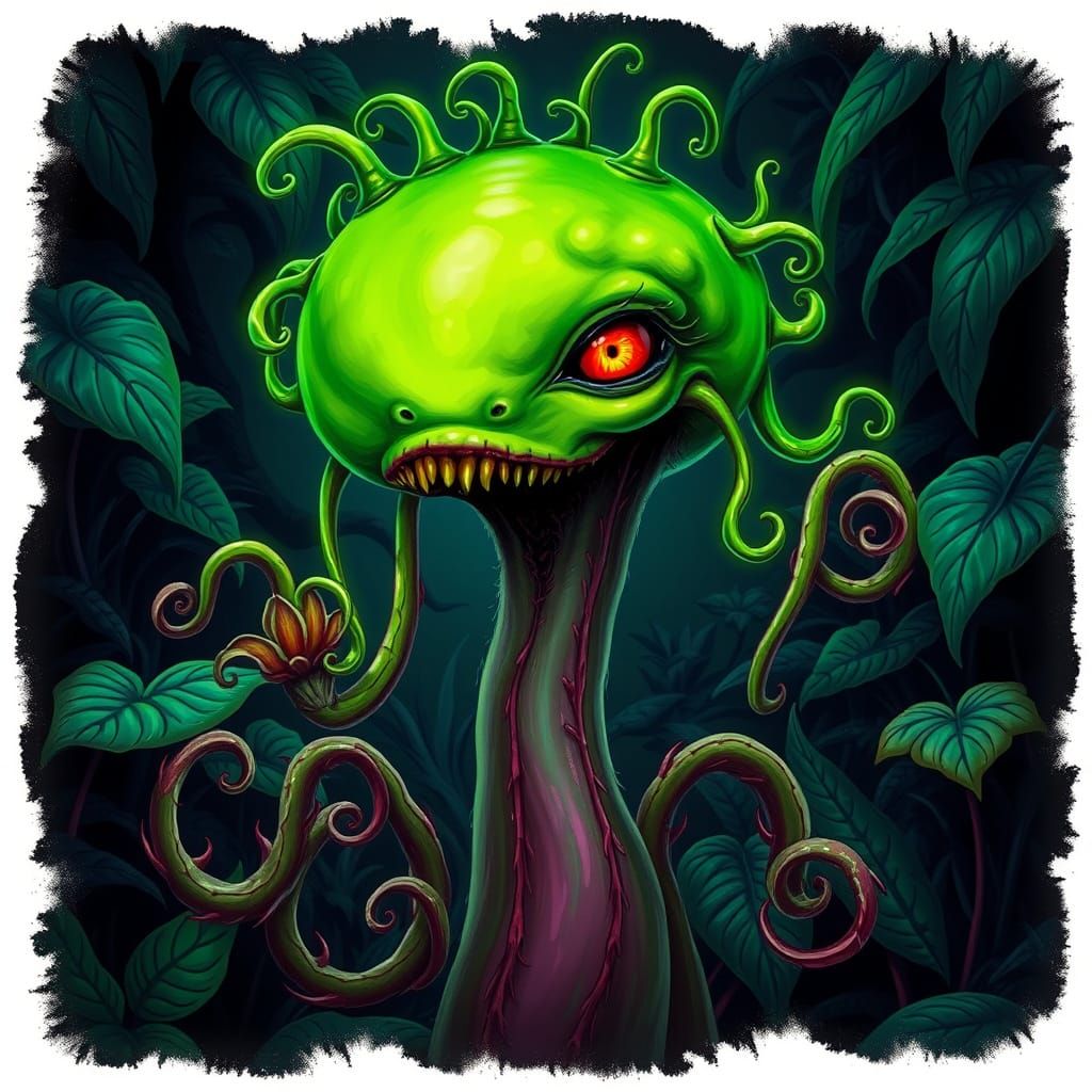 Glowing Green Goddess of the Carnivorous Garden