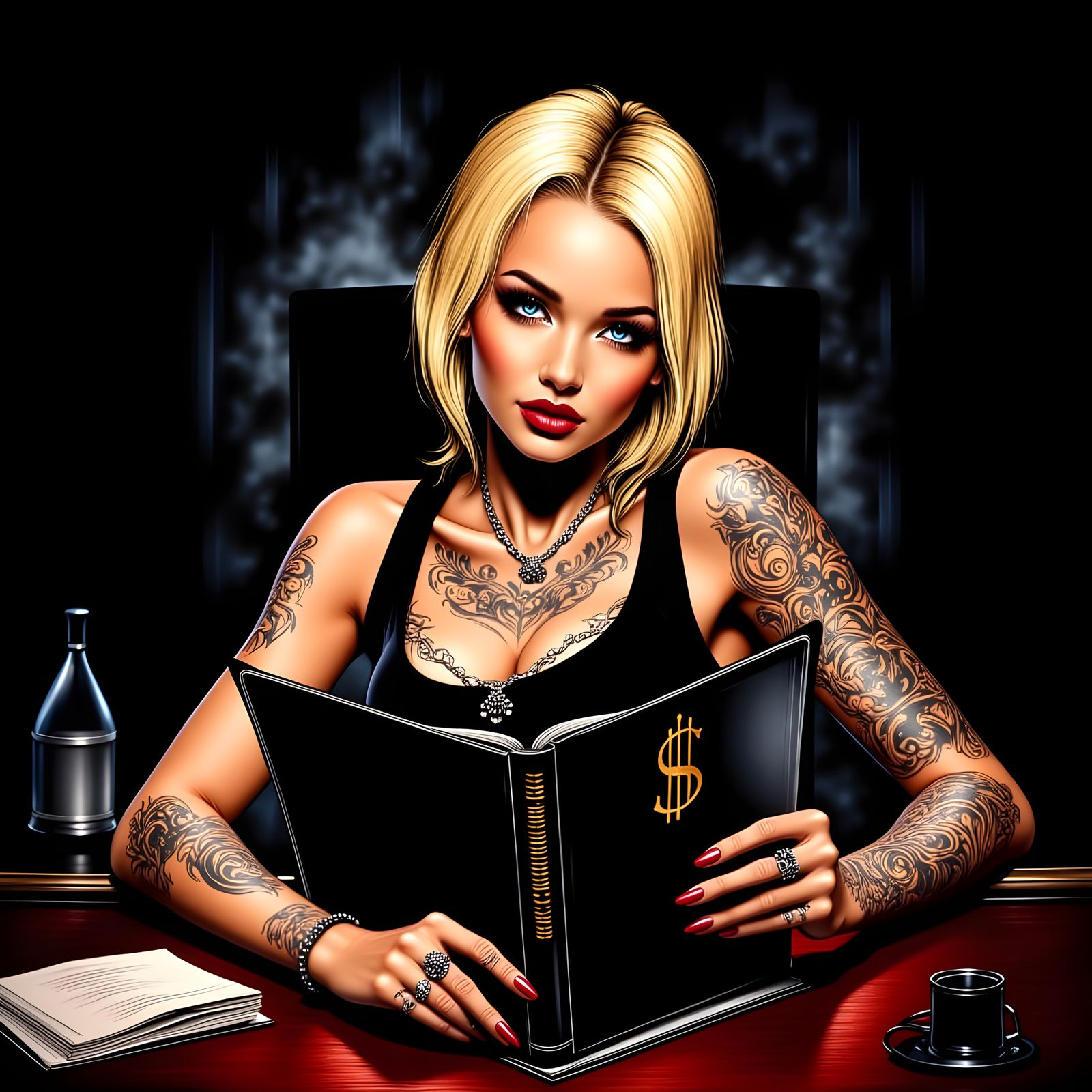 Sultry Woman Unveils Dark Secrets in Blacklit Aesthetic