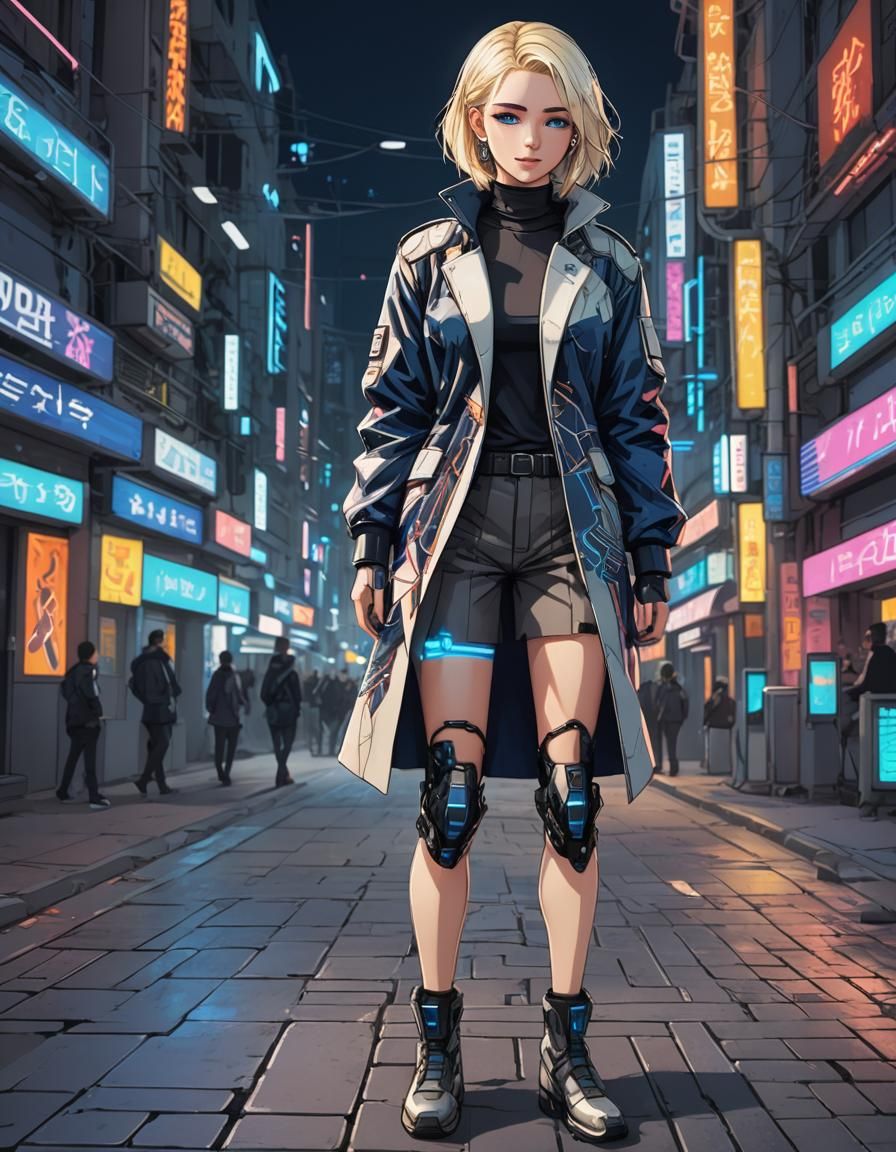 Cyberpunk Ukrainian Goddess in Vibrant Armani Attire