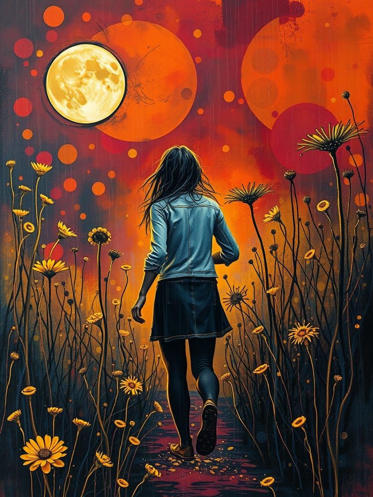 Eerie Moonset: Mixed Media Alcohol Ink and Impasto Art