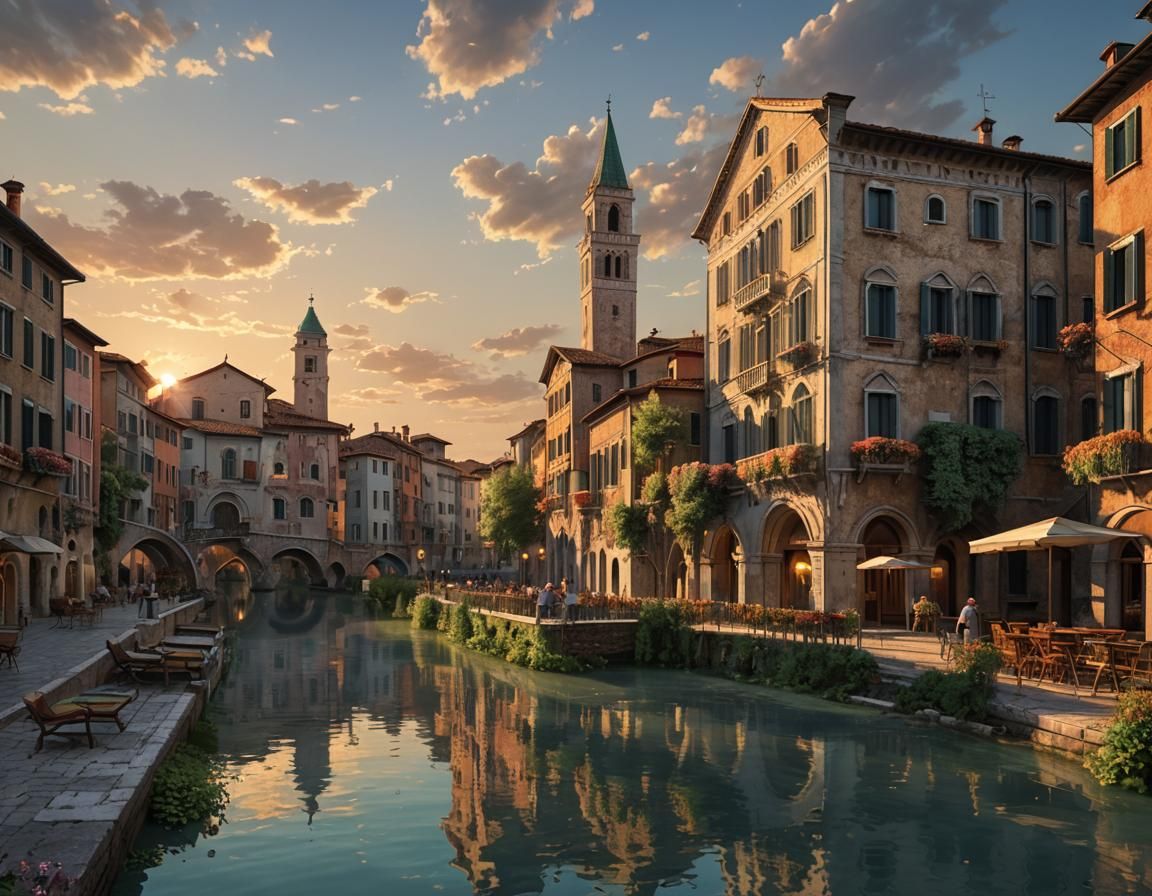 Treviso Sunset: Hyperdetailed Concept Art