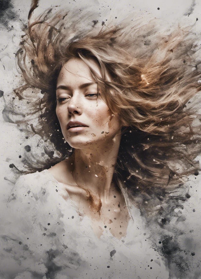 Dynamic Splatter Portrait of a Woman