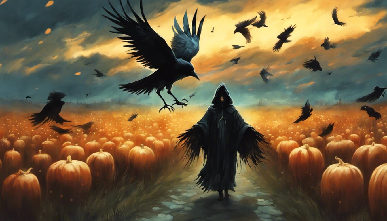 Crow Reaper Escorting Souls: Digital Matte Painting