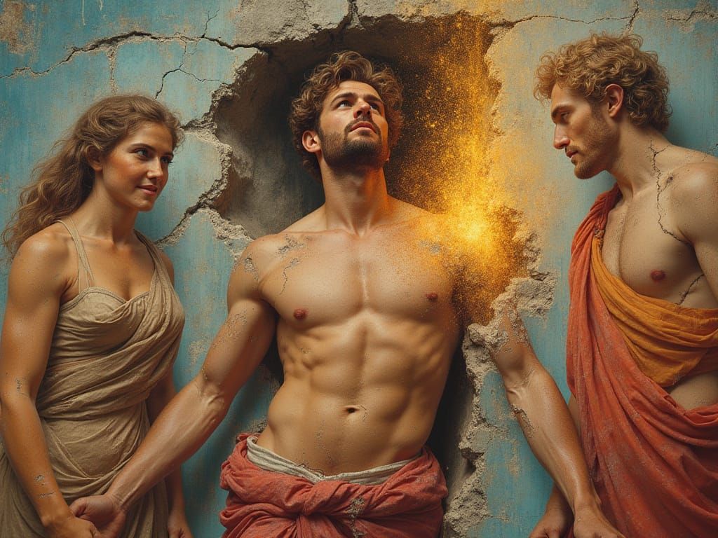 Hercules Emerges from Vibrant Pompeii Fresco