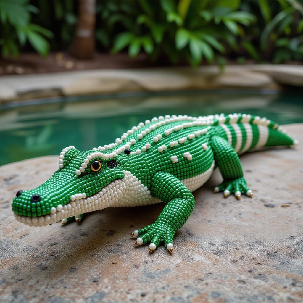 Beaded Crocodile Sculpture