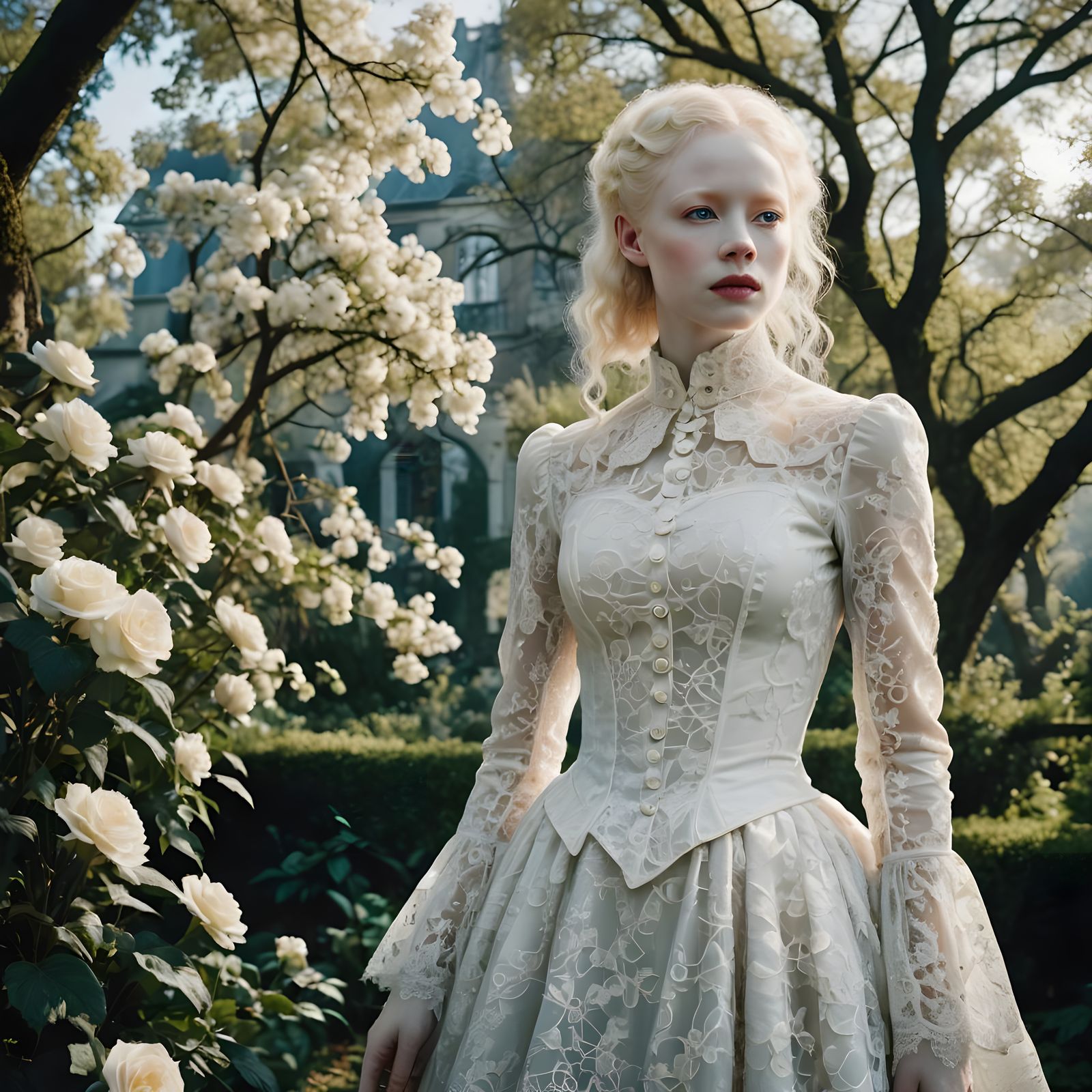 Albino Woman in Victorian Dress, Fine Art Photography