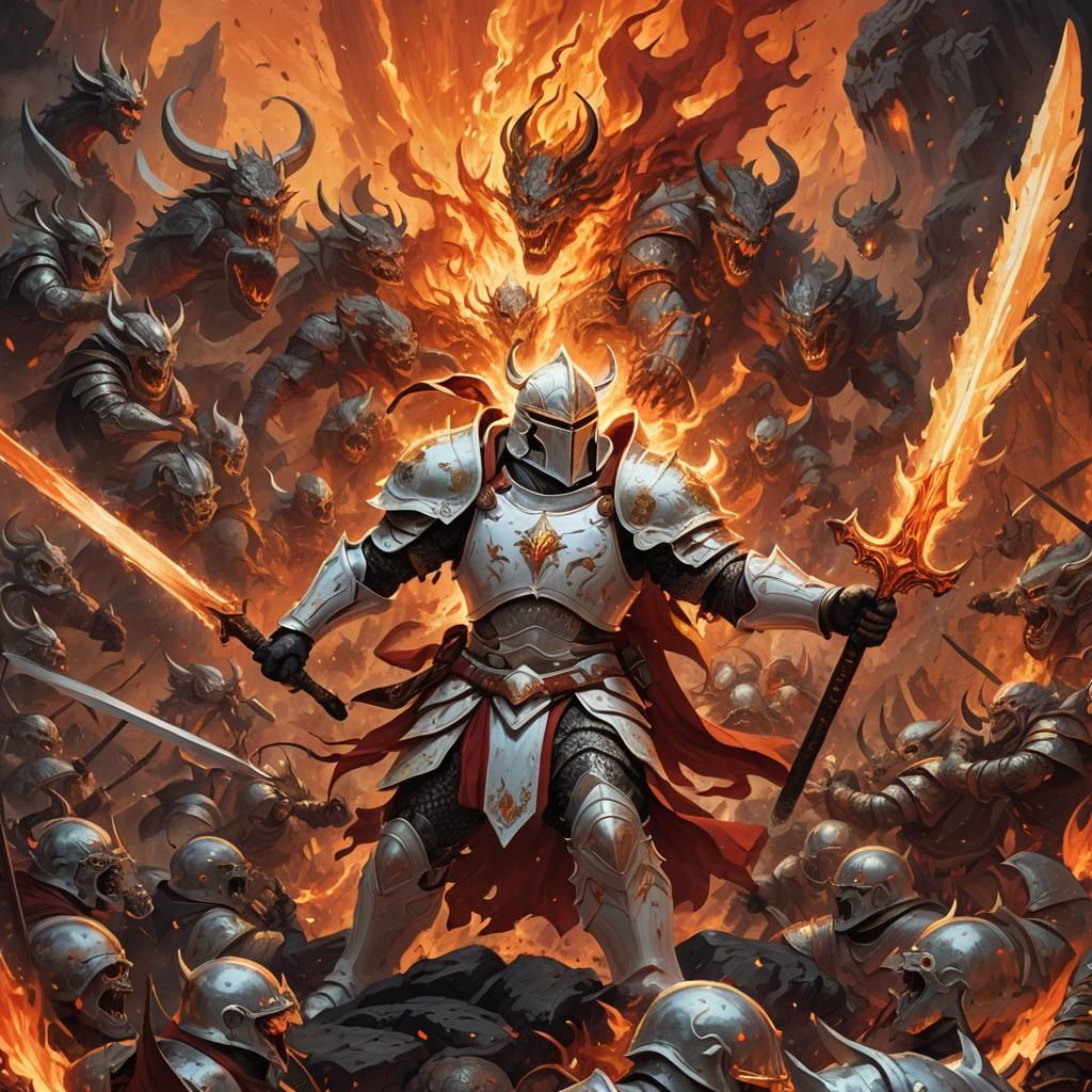 Paladin Descends into Hell with Flaming Sword