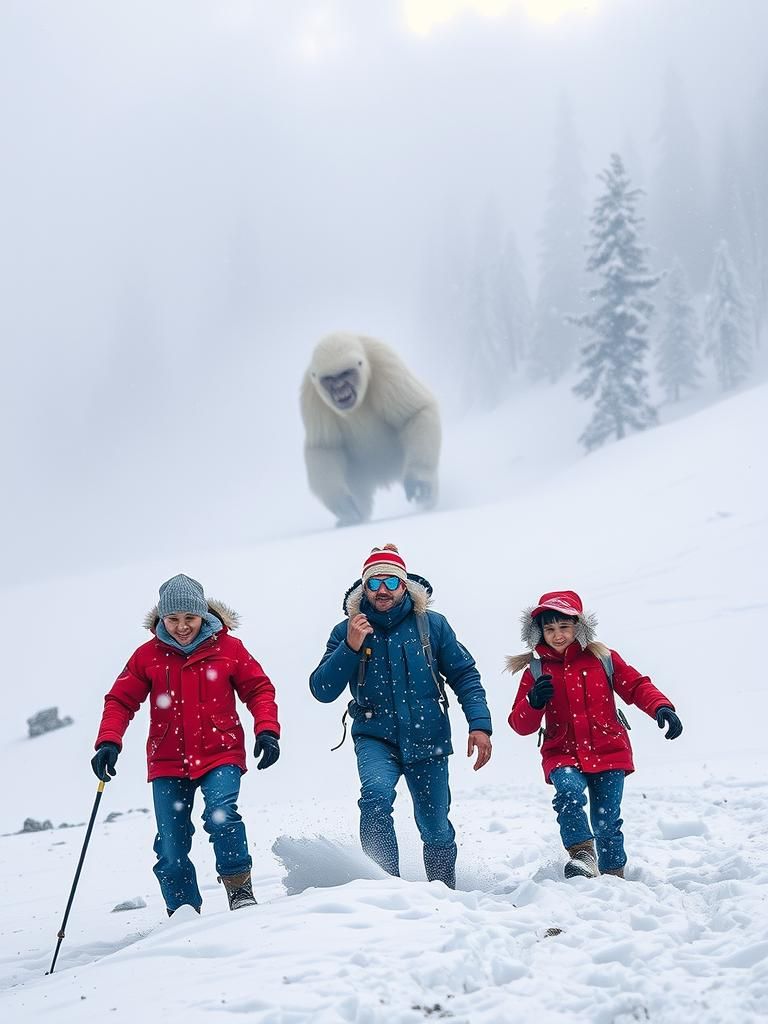 Himalayan Blizzard: Yeti Encounter in Hyperrealism