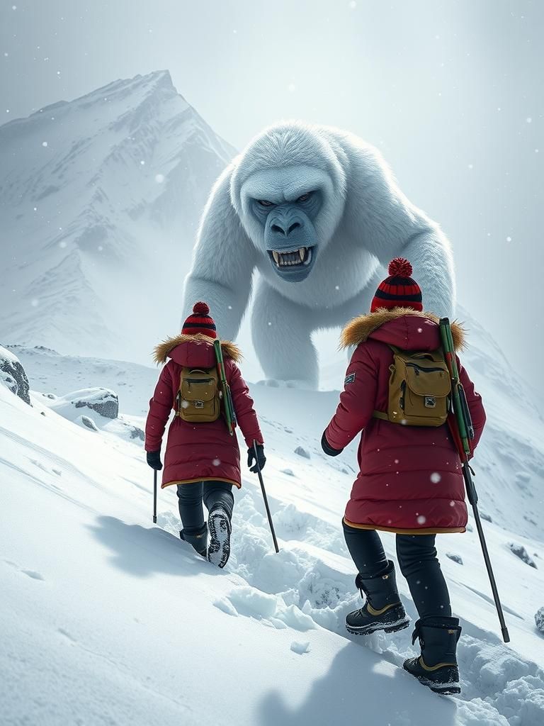 Himalayan Glacier: Yeti Emerges in Hyper-Realism