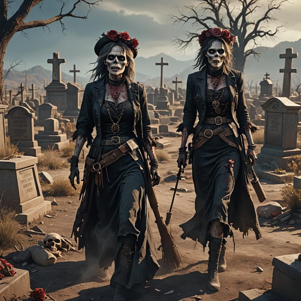 Voluptuous Female Zombies in Boothill Cemetery