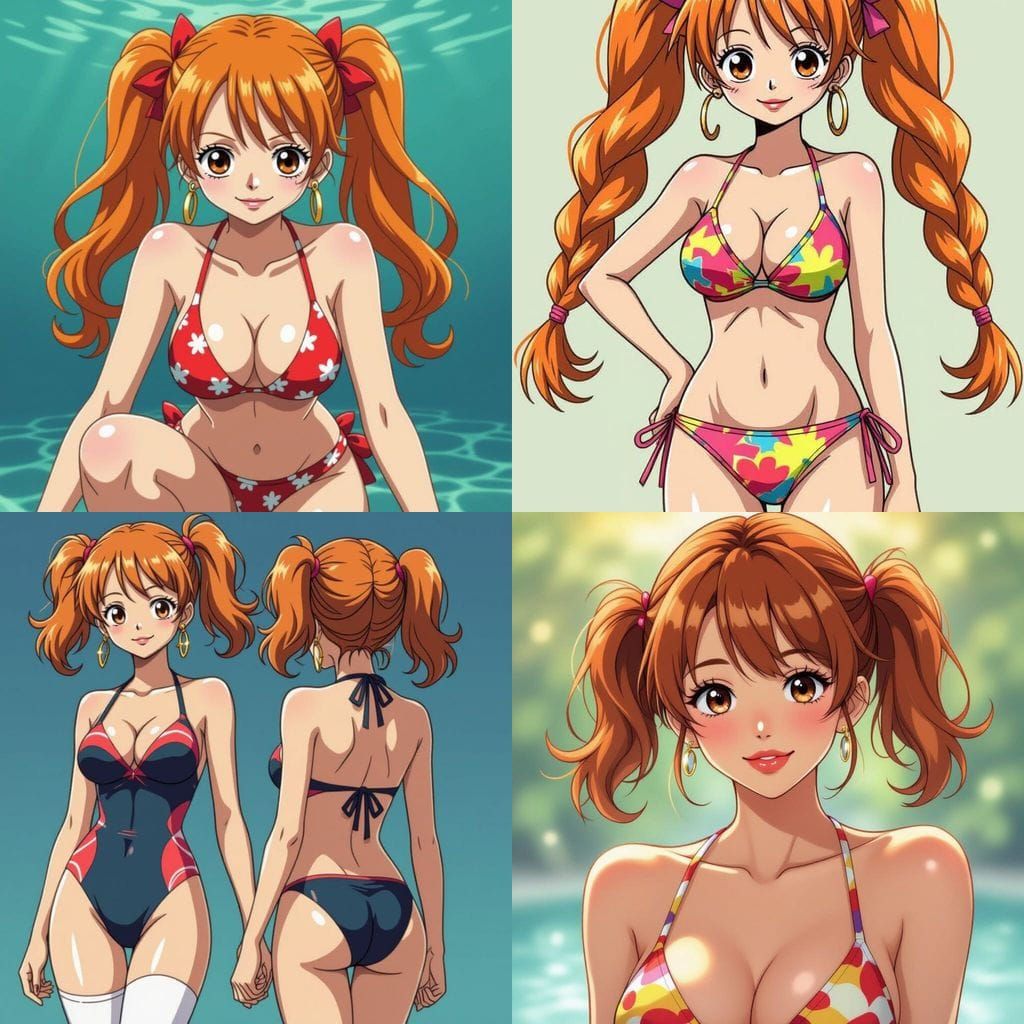 Anime Girl with Reddish Brown Eye and Pigtails