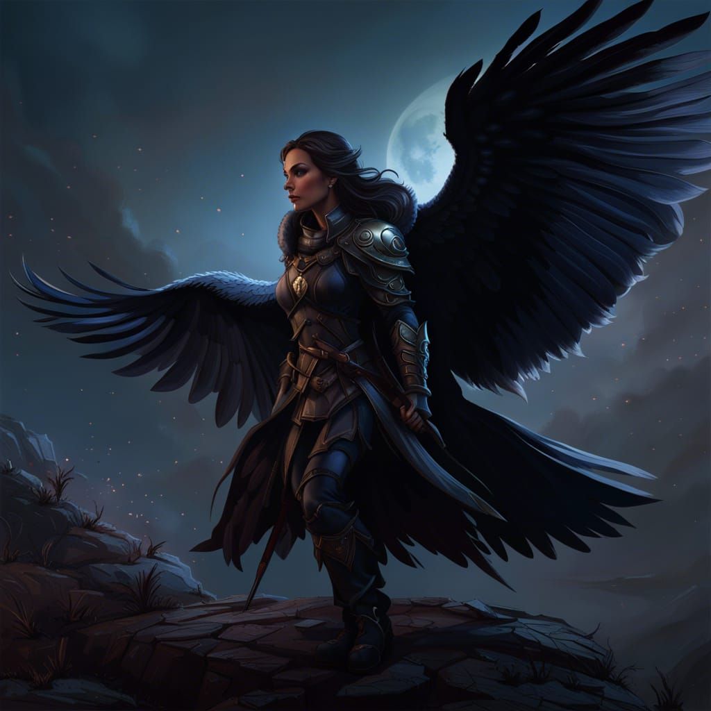 Raven Hugging Human: Dark Fantasy Concept Art