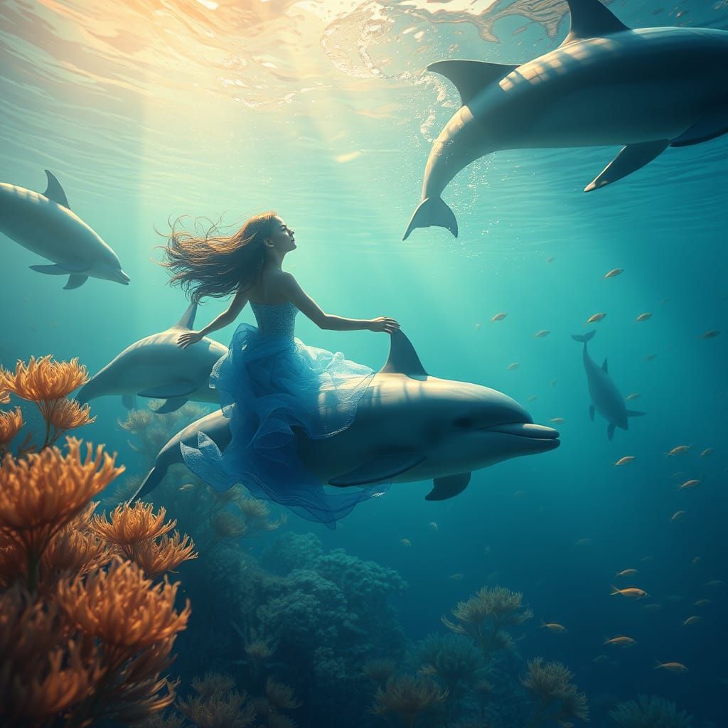 Ethereal Underwater Mermaid Dreamscape in Digital Art Style