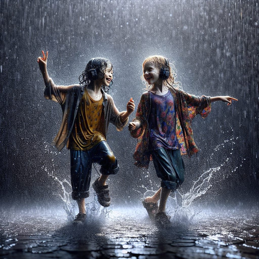 Dancing happily in the rain