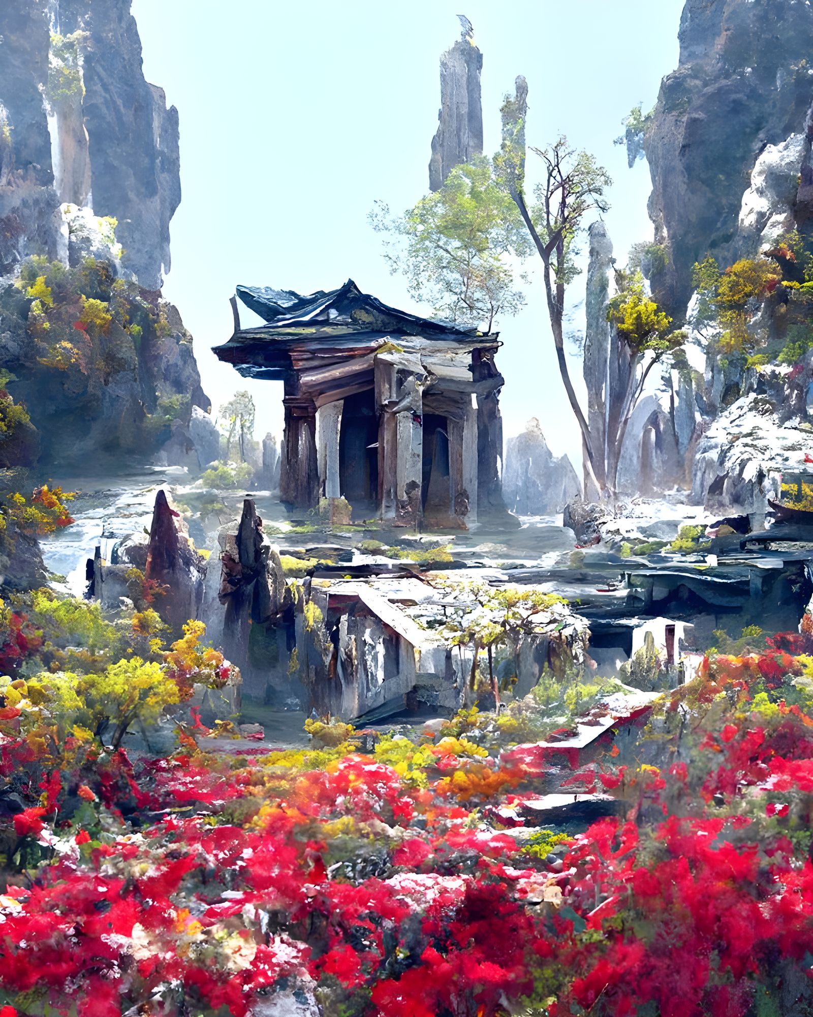 Post-Apocalyptic Temple Landscape in Hudson River School Sty...