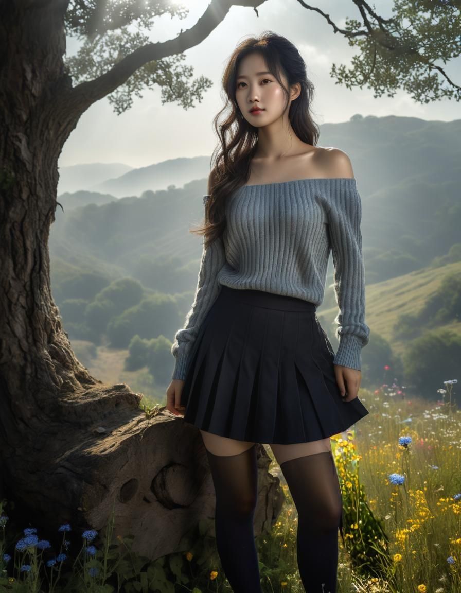 Korean Woman Portrait in Chiaroscuro Oil Painting