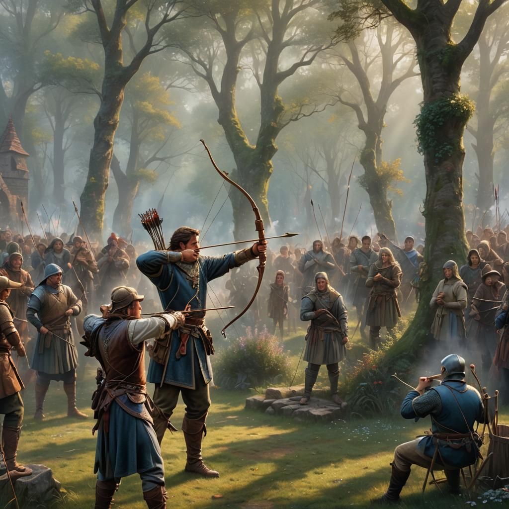 A medieval archery tournament, an archer steps up to take th...