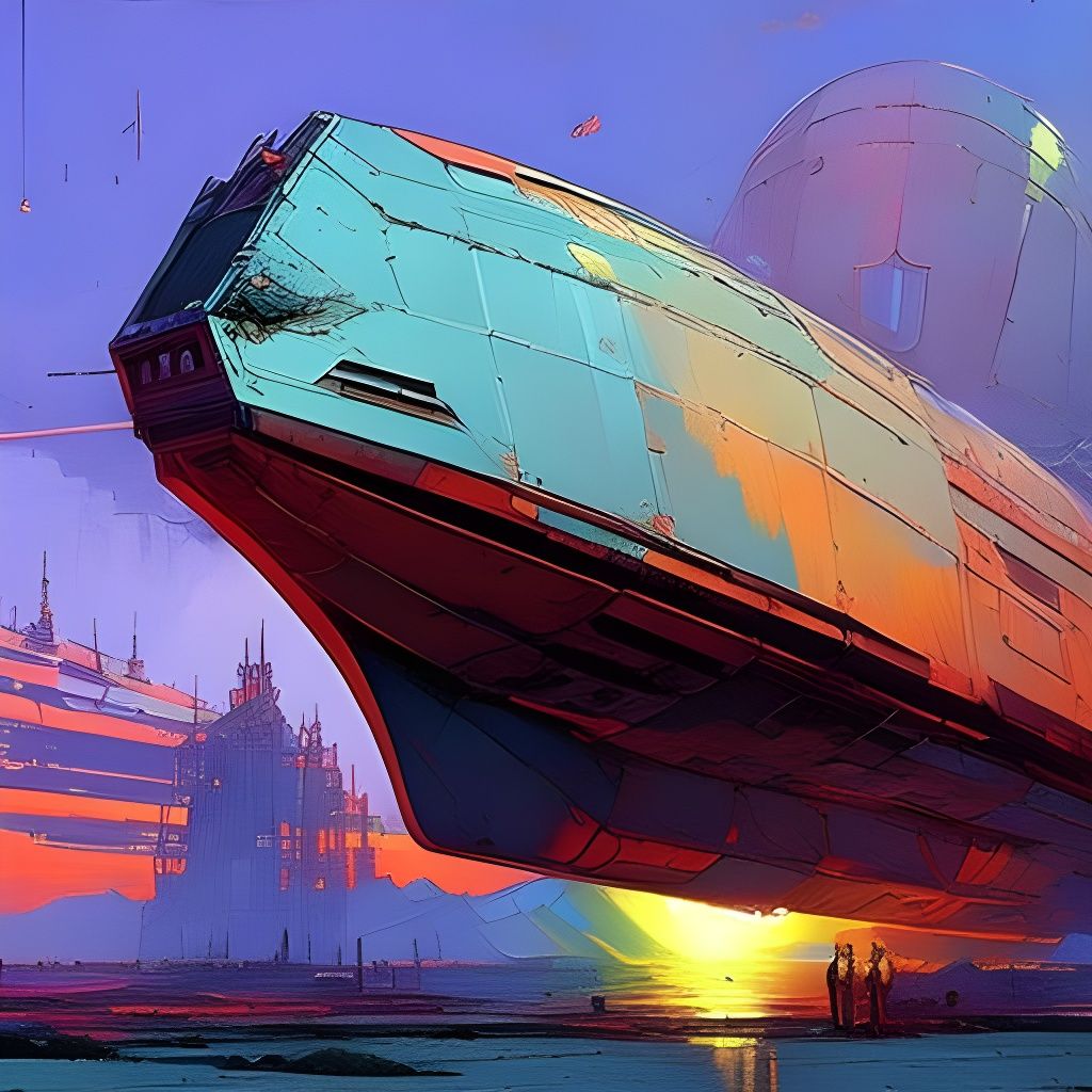 Futuristic Spaceship as Impasto Painting