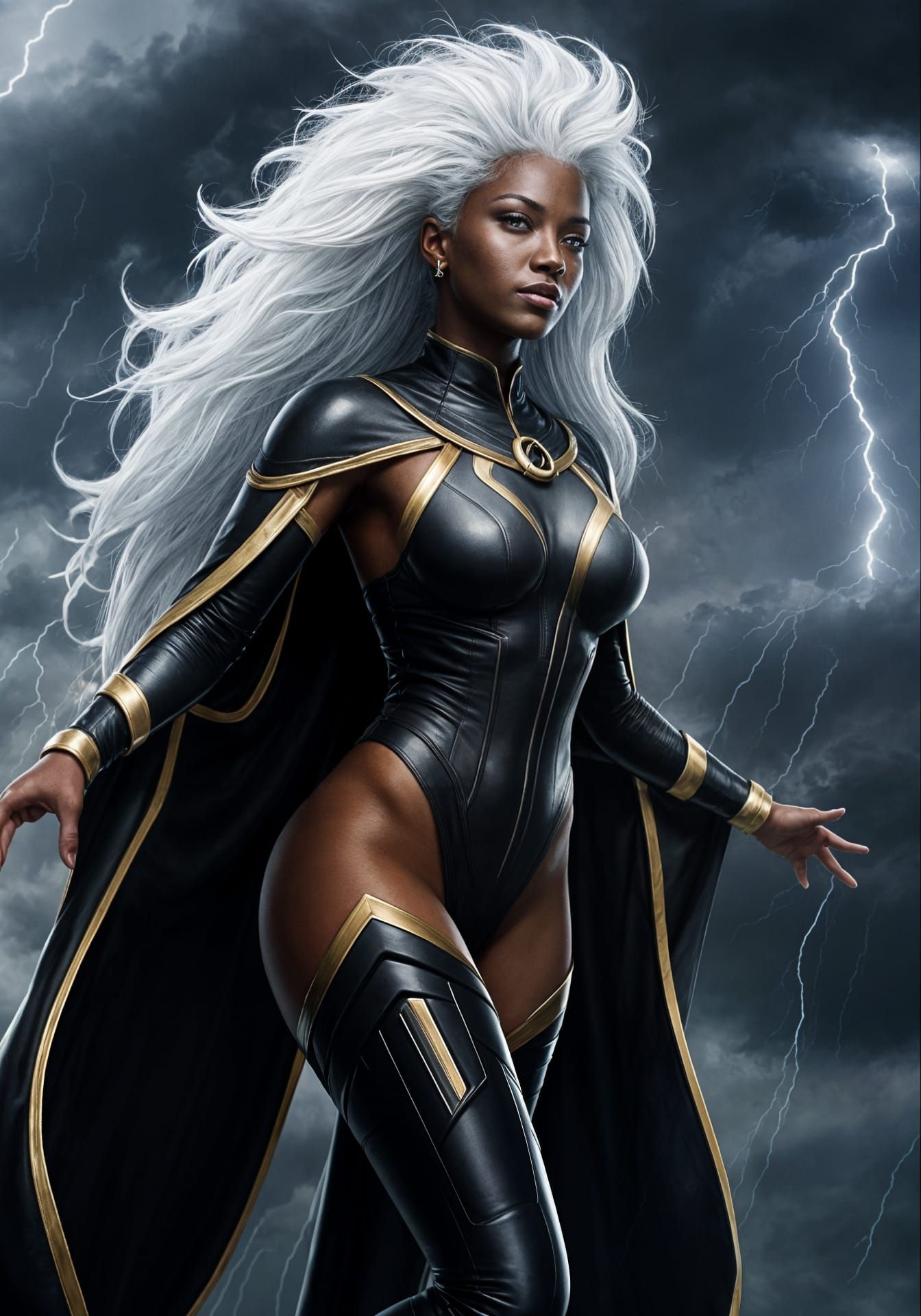 Storm in Flight: Hyperrealistic Superhero Illustration