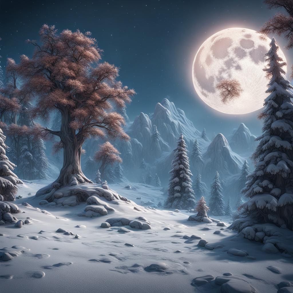 Iglos in Winter Landscape: Detailed Matte Painting