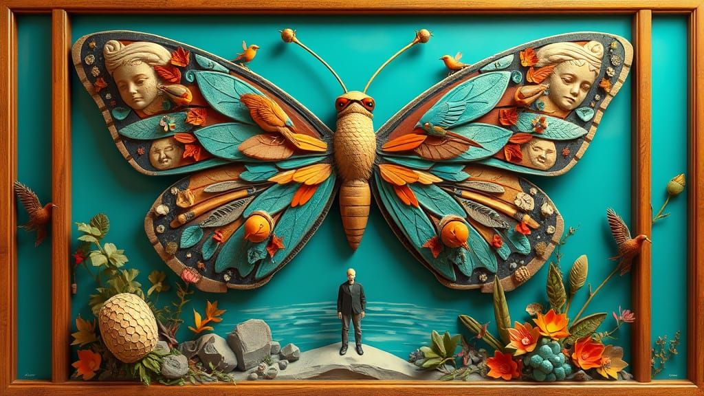 Stylized Butterfly Composed of Natural Elements