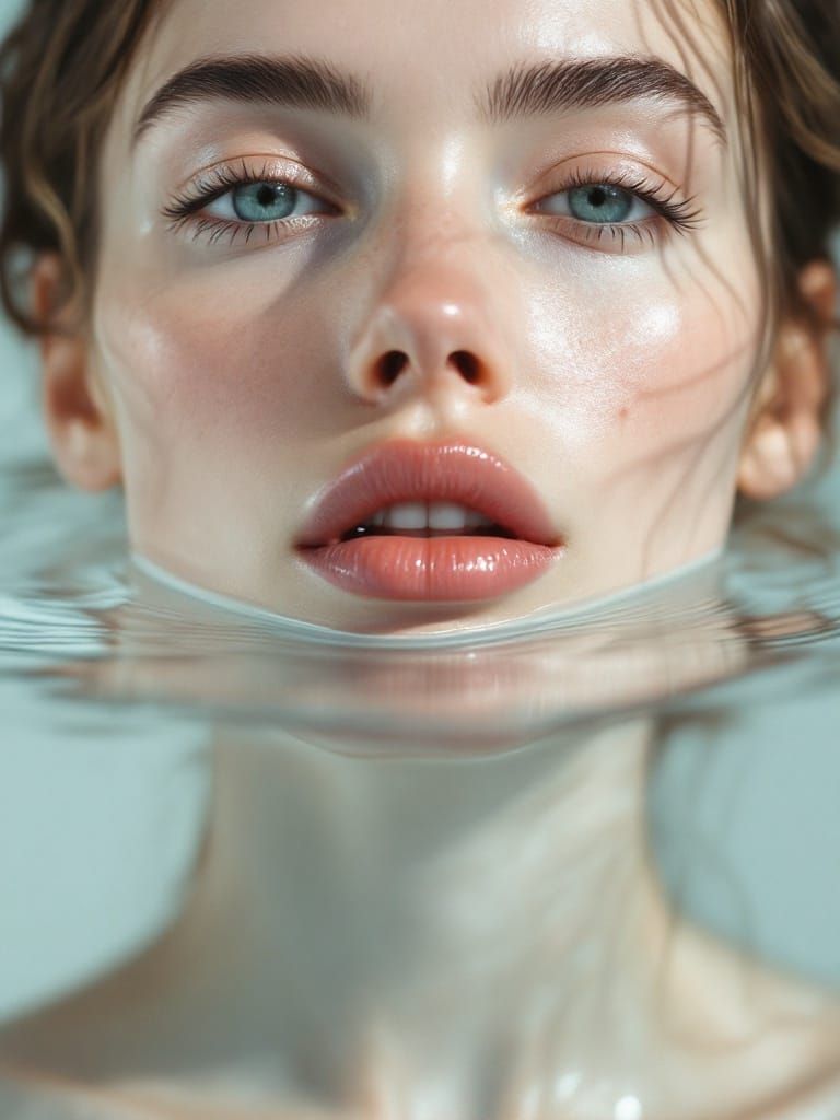 French Model Portrait with Water Ripples, as Conceptual Art