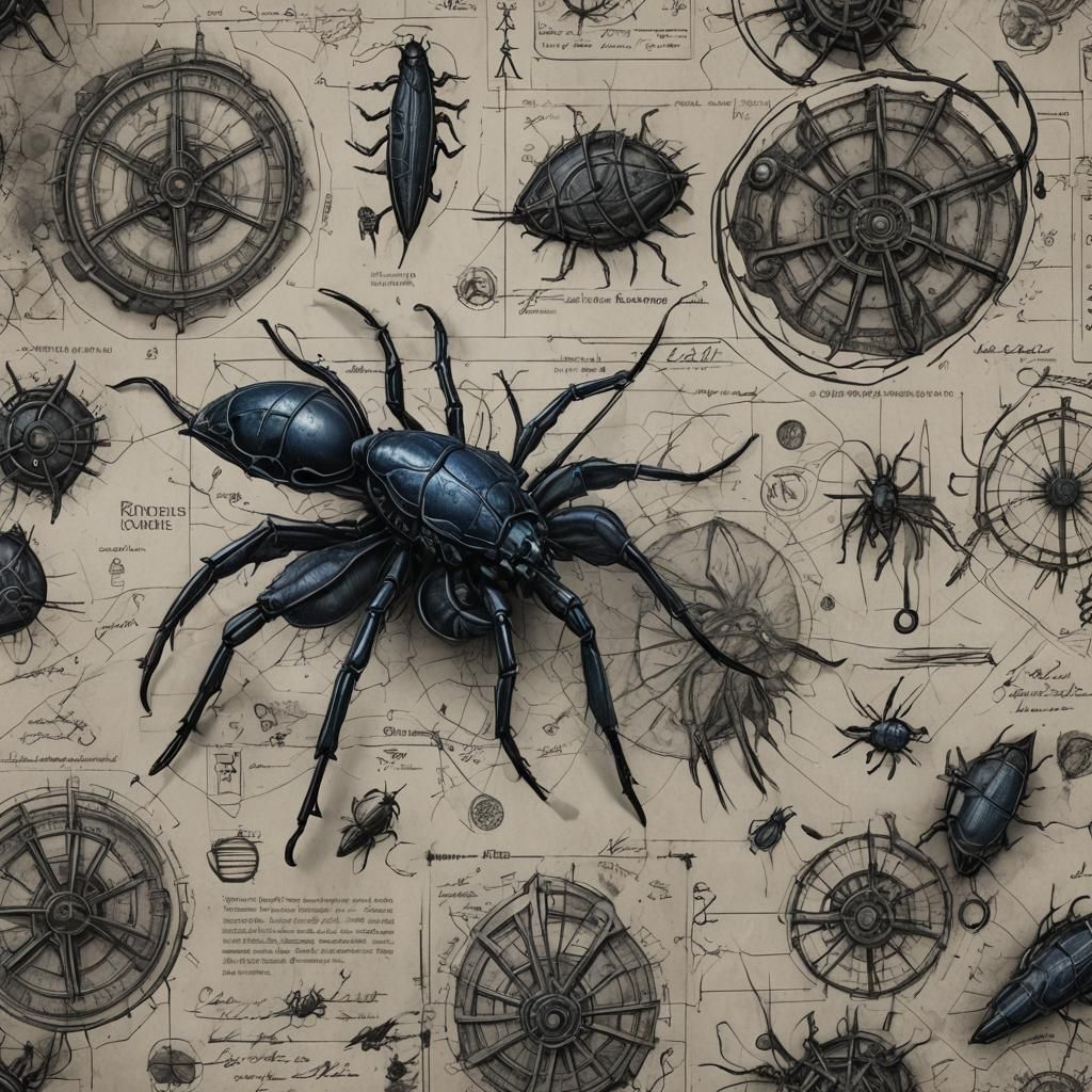Decaying Blueprint with Nautical Insectoid Runes