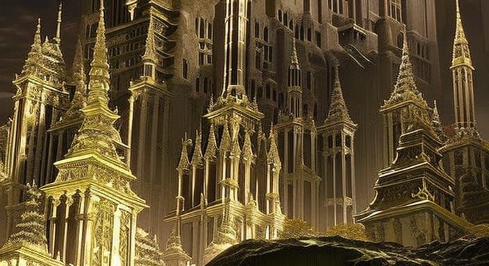 Gothic Art Deco Victorian Architecture in Digital Painting