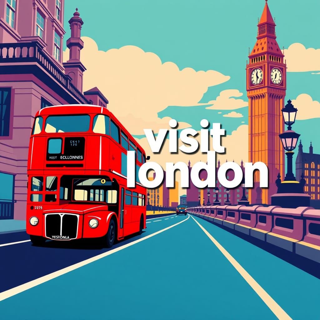 Visit London: Pop Art Travel Poster in Screen Print Style