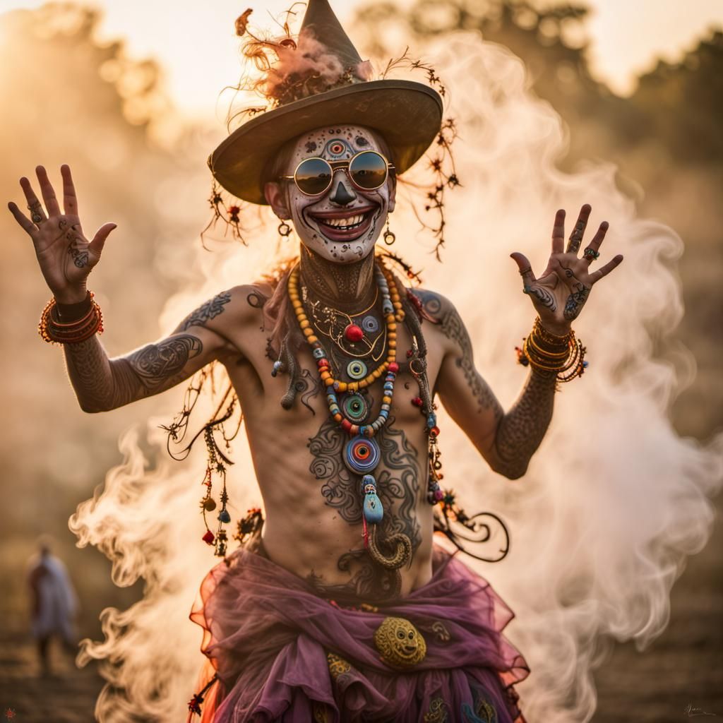 Giant Jester Amoeba Dances in a Psychedelic Dreamscape