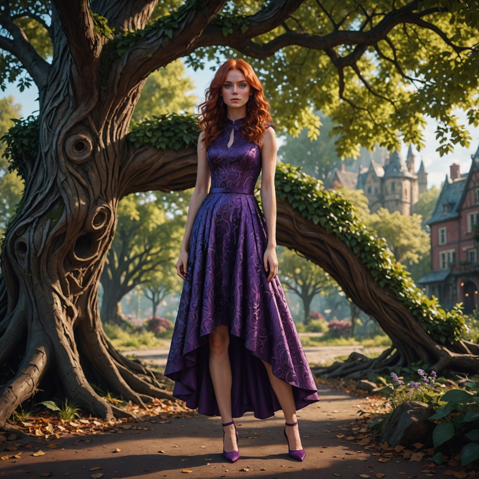 Fantastical Lady in Enchanted Forest