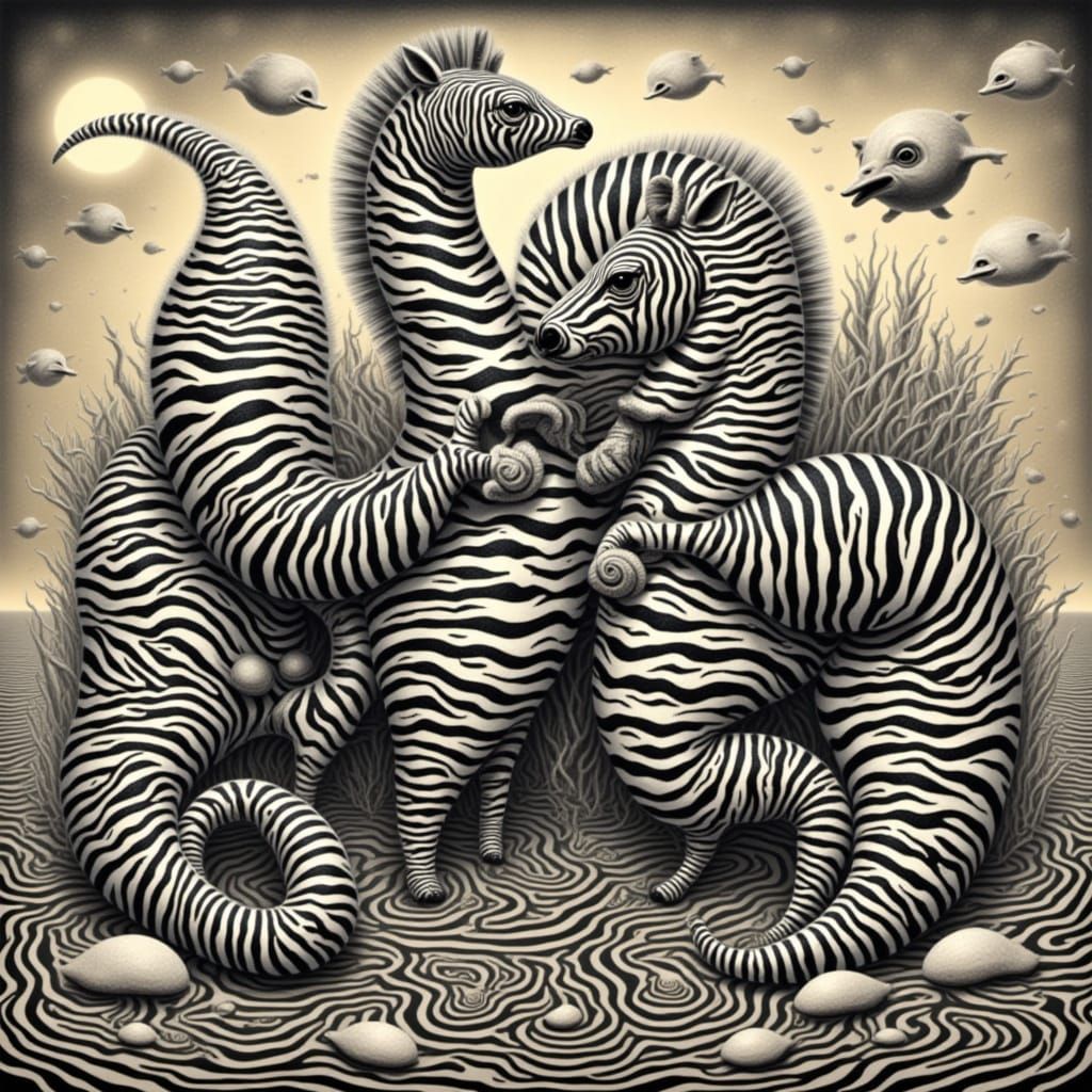 Seahorse Race in Zebrpunk Style