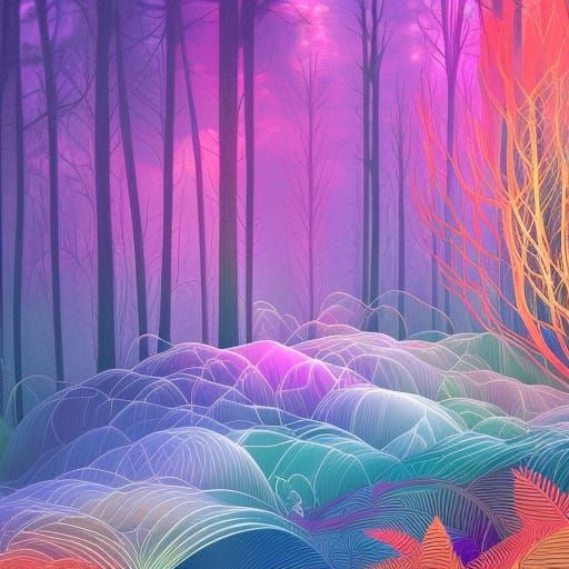 Rainbow Forest in Android Jones Style