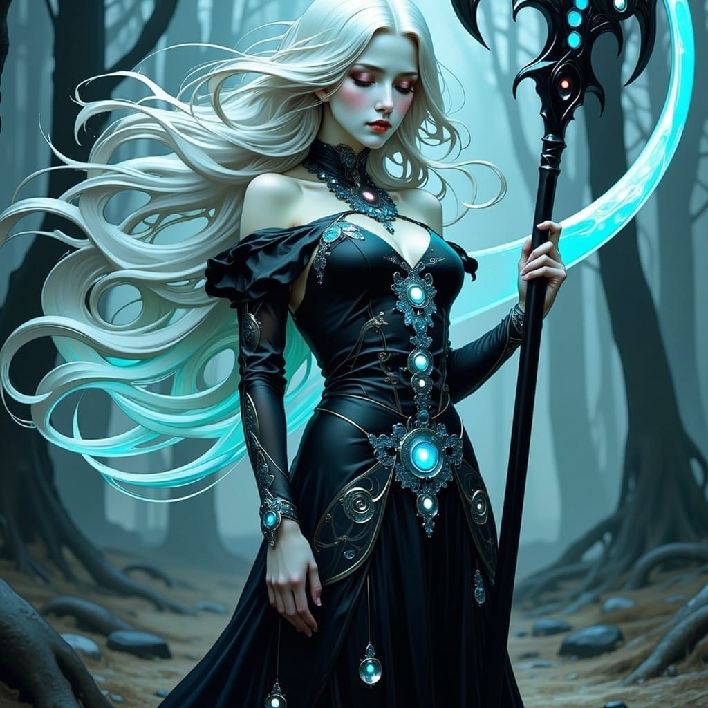 Demon Lord with Scythe in Art Nouveau Style