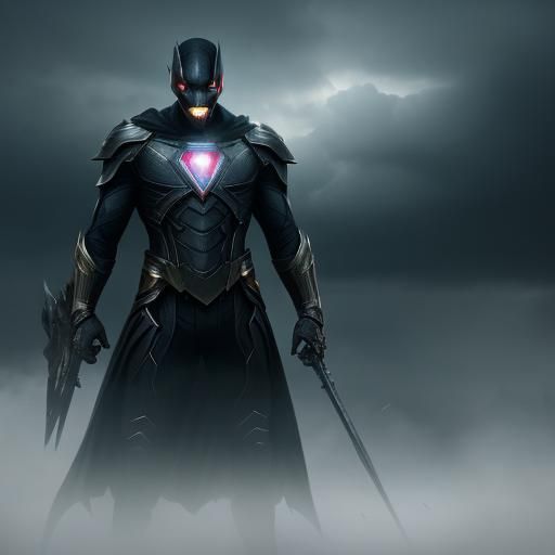 Epic Superhero Team Against Dark Clouds, HDR