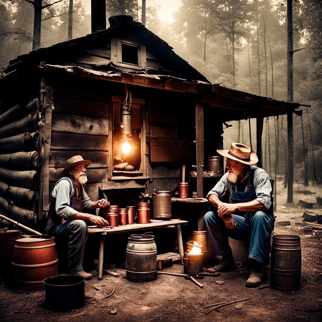 Moonshiner's Cabin at Dusk: A Landscape Photograph