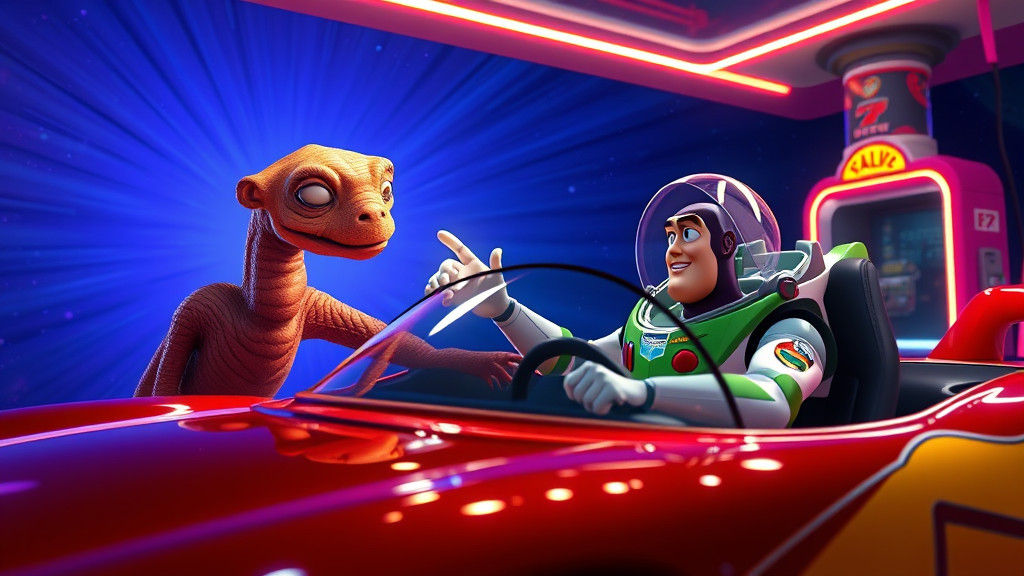 E.T. Washes Lightning McQueen's Windscreen in Space