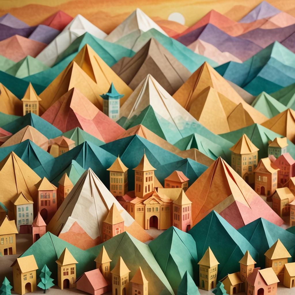 Origami Potosi in Watercolor Style