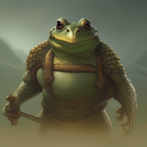 Dwarf Ranger Riding Giant Frog, Fantasy Art