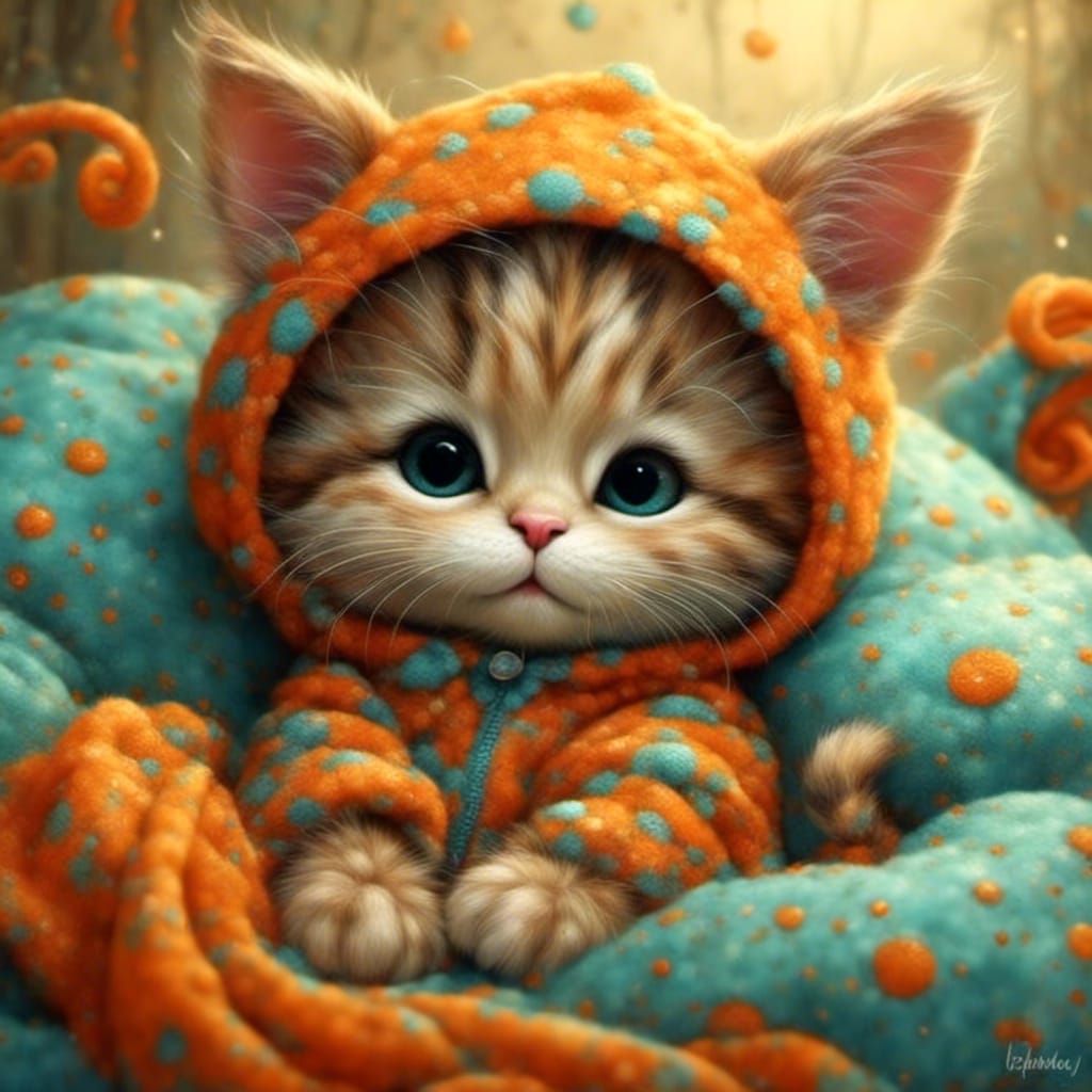 Orange Kitten Sleeping Soundly in Nursery