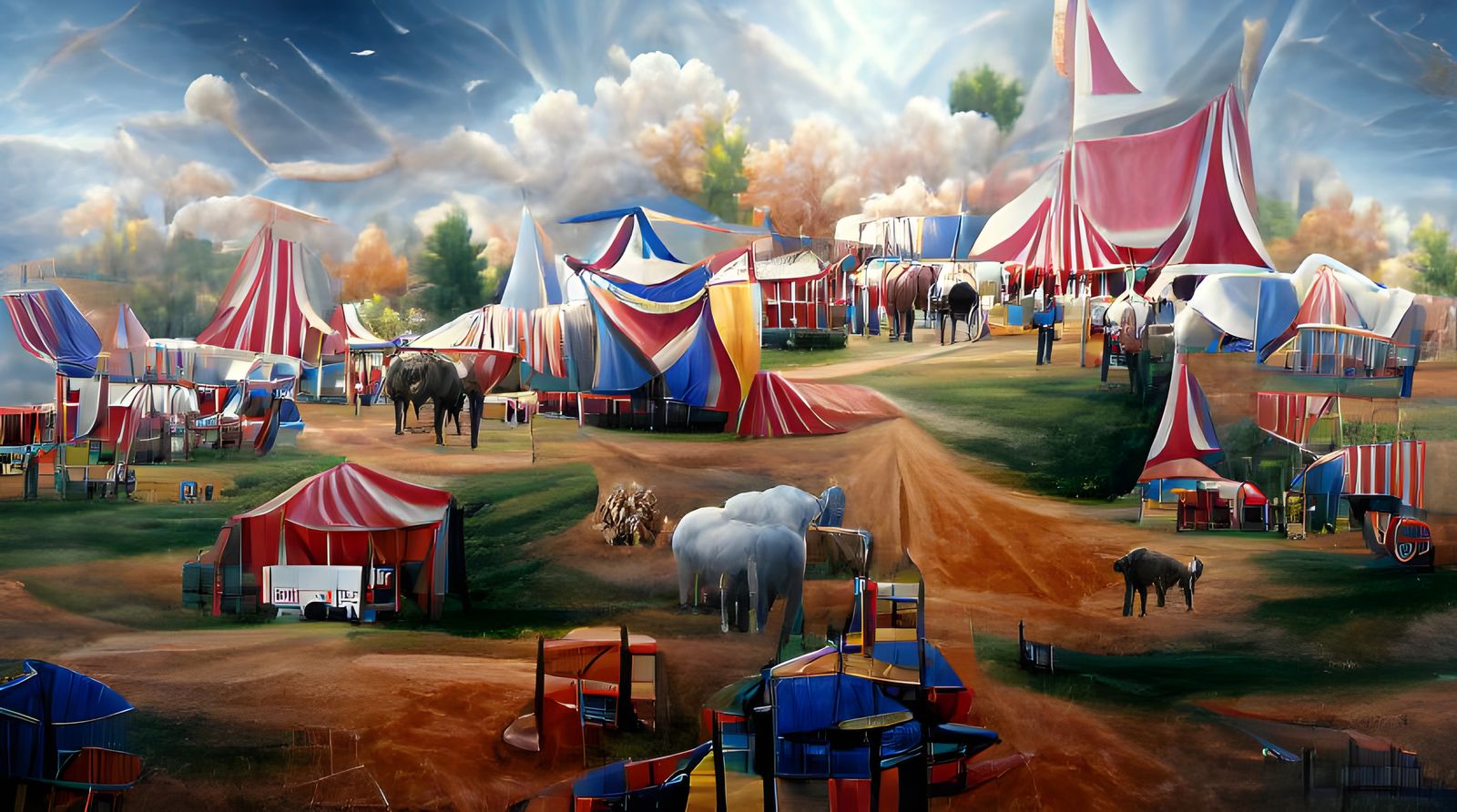 country fair painted by Erick Ingraham. detailed painting.